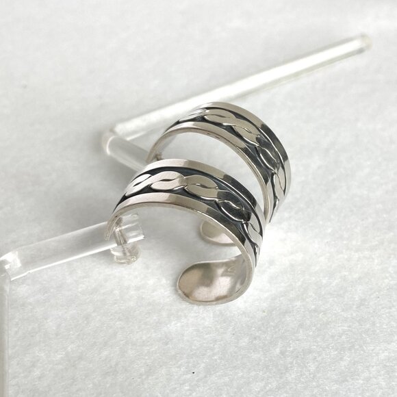VTG Sterling Silver 925 Taxco Mexico Infinity 10MM Wide 1" Hoop Earrings - Picture 16 of 16